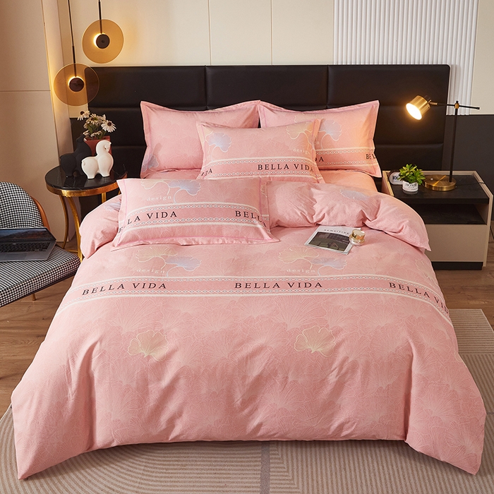 91家纺网 家纺一手货源 找家纺 雲归梦 2024秋冬新款加厚全棉多规格四件套杉杉恋曲 粉