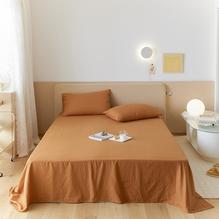91家纺网 家纺一手货源 找家纺 2024新款40s全棉透气亲肤双层纱四件套单品系列-单床单 焦糖