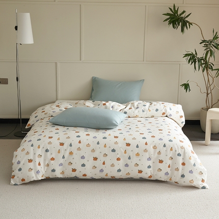 2024新款40s全棉透气亲肤双层纱四件套单品系列-单被套 南瓜派