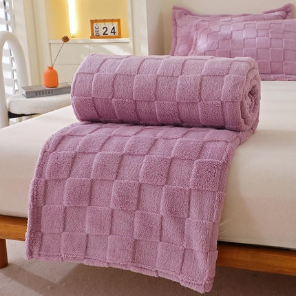 芸锦豪 2024新款意大利面包格毛毯-卷边款 莫奈紫