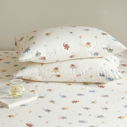 91家纺网 家纺一手货源 找家纺 2024新款40s全棉透气亲肤双层纱四件套单品系列-单枕套 小象