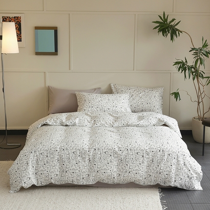 2024新款40s全棉透气亲肤双层纱四件套单品系列-四件套 涂鸦恐龙