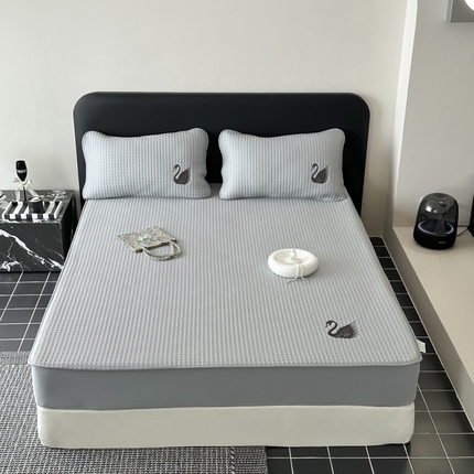 （总）JUICY 橘滋家纺 2024新款高定版A类高分子凉感凉席绣花系列三件套