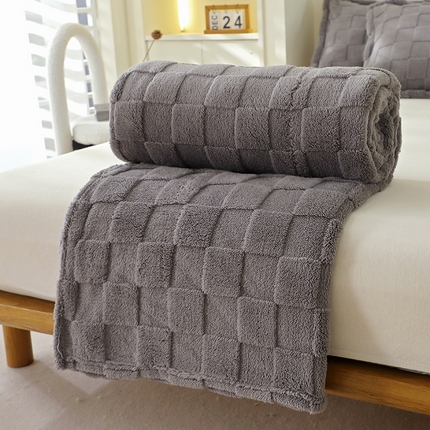 芸锦豪 2024新款意大利面包格毛毯-卷边款 深灰