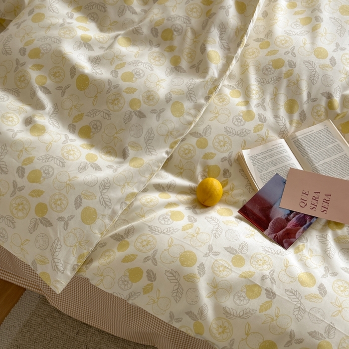 91家纺网 家纺一手货源 找家纺 棉眠 2024新款40支AB版全棉印花四件套 柠檬C