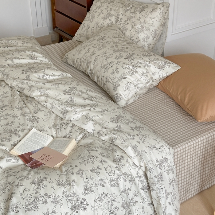 91家纺网 家纺一手货源 找家纺 棉眠 2024新款40支AB版全棉印花四件套 温莎