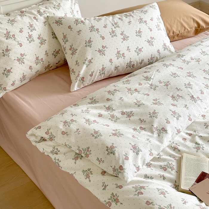 91家纺网 家纺一手货源 找家纺 棉眠 2024新款40支AB版全棉印花四件套 雪映桃花