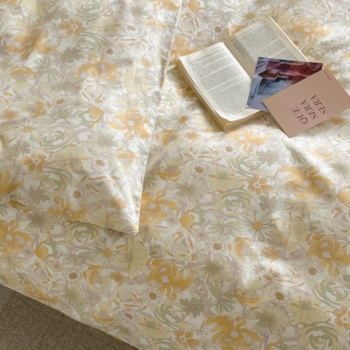 91家纺网 家纺一手货源 找家纺 棉眠 2024新款40支AB版全棉印花四件套 玉海棠