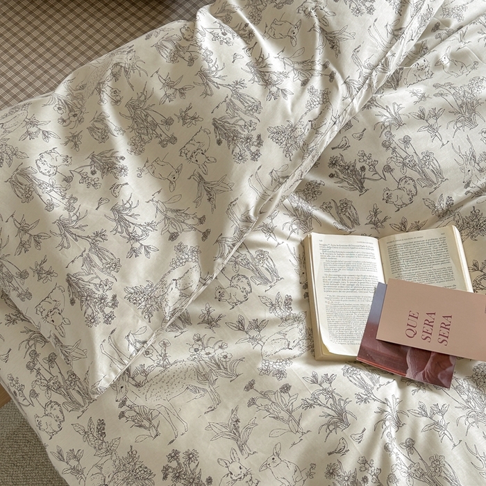 91家纺网 家纺一手货源 找家纺 棉眠 2024新款40支AB版全棉印花四件套 温莎