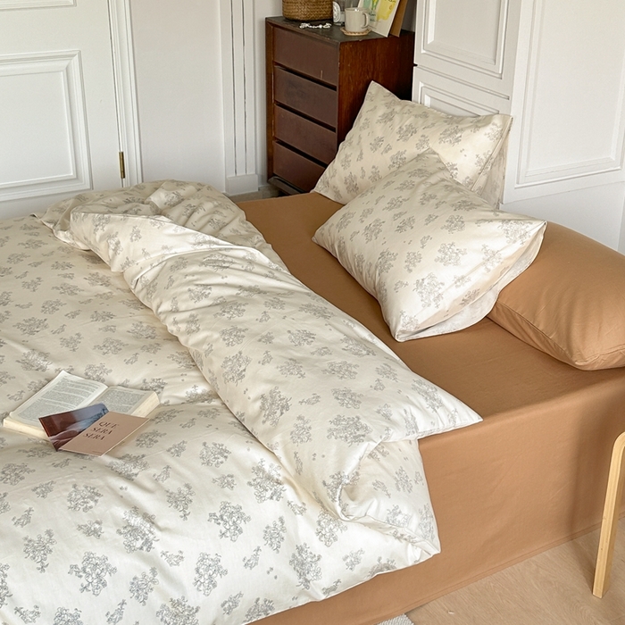 91家纺网 家纺一手货源 找家纺 棉眠 2024新款40支AB版全棉印花四件套 奶油马蒂斯