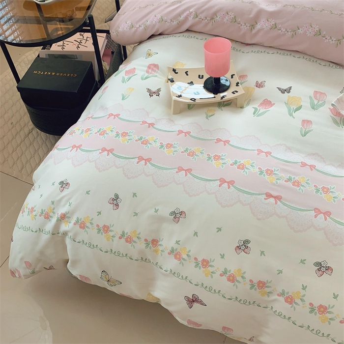 91家纺网 家纺一手货源 找家纺 莱豫家纺 2024新款纯棉四件套13070第六波 花香引蝶