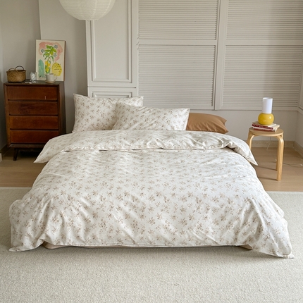 棉眠 2024新款40支AB版全棉印花四件套 悸动-咖