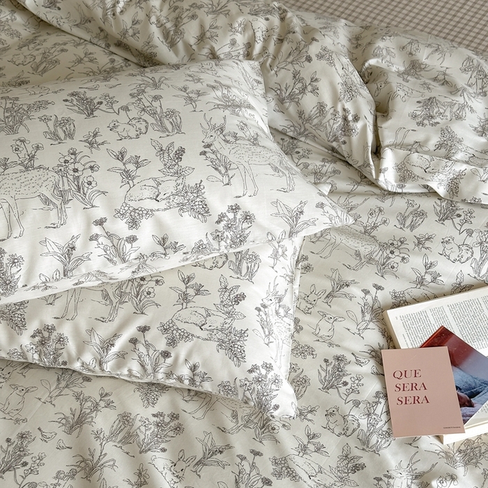 91家纺网 家纺一手货源 找家纺 棉眠 2024新款40支AB版全棉印花四件套 温莎