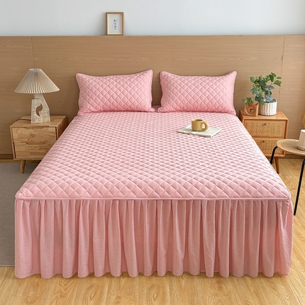 91家纺网 家纺一手货源 找家纺 （总）糯米猪家纺 2024新款全棉色织水洗棉夹棉床裙