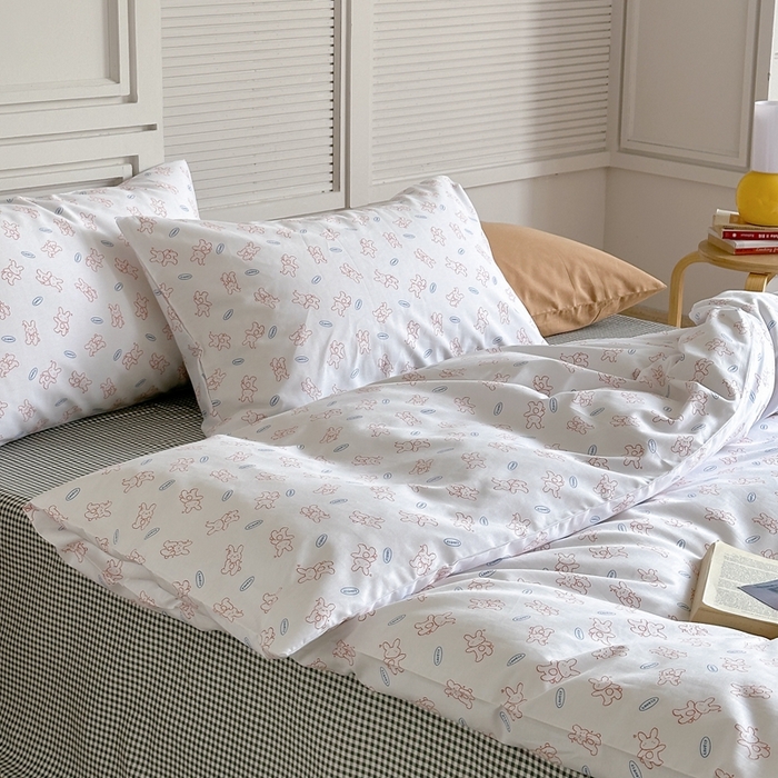 91家纺网 家纺一手货源 找家纺 棉眠 2024新款40支AB版全棉印花四件套 彩虹糖 