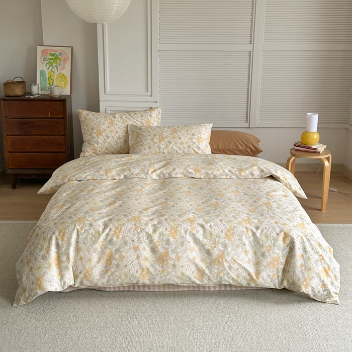 91家纺网 家纺一手货源 找家纺 棉眠 2024新款40支AB版全棉印花四件套 玉海棠