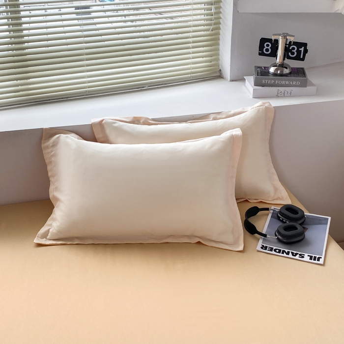 91家纺网 家纺一手货源 找家纺 米瑞娜 2024新款纯色双拼亲肤磨毛水洗棉四件套 奶茶芝士