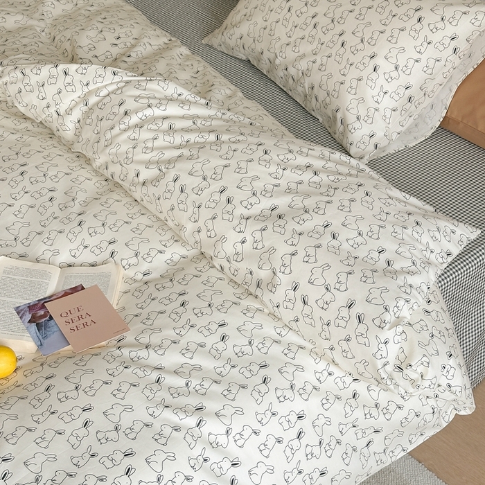 91家纺网 家纺一手货源 找家纺 棉眠 2024新款40支AB版全棉印花四件套 布卡