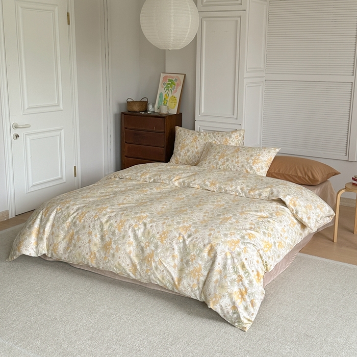 91家纺网 家纺一手货源 找家纺 棉眠 2024新款40支AB版全棉印花四件套 玉海棠