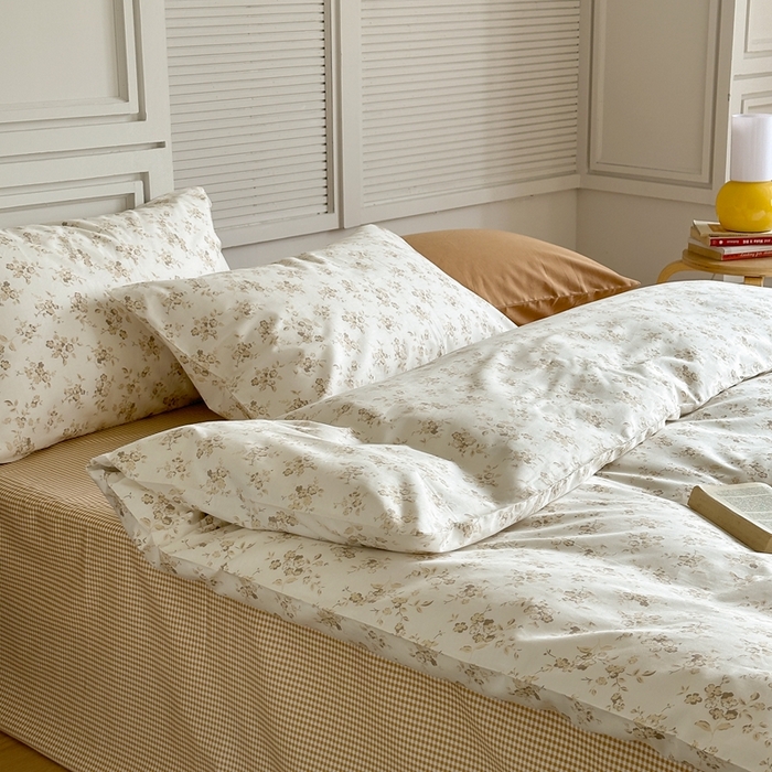 91家纺网 家纺一手货源 找家纺 棉眠 2024新款40支AB版全棉印花四件套 悸动-咖