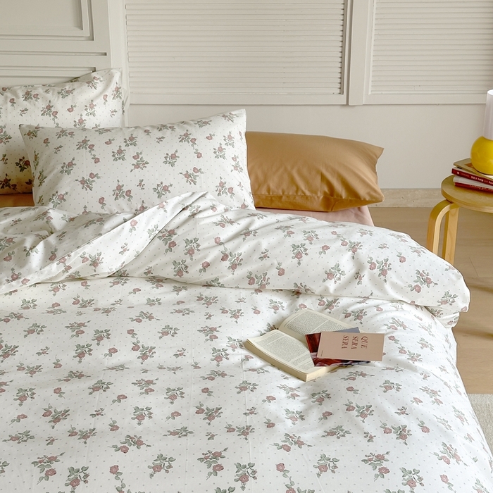 91家纺网 家纺一手货源 找家纺 棉眠 2024新款40支AB版全棉印花四件套 雪映桃花