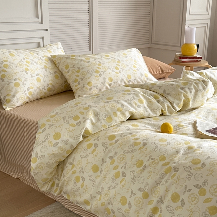 91家纺网 家纺一手货源 找家纺 棉眠 2024新款40支AB版全棉印花四件套 柠檬C