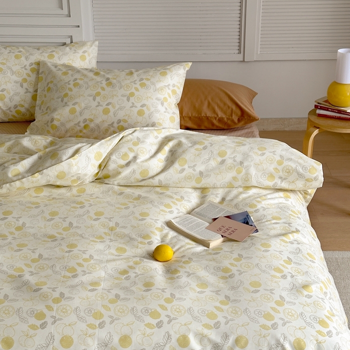 91家纺网 家纺一手货源 找家纺 棉眠 2024新款40支AB版全棉印花四件套 柠檬C