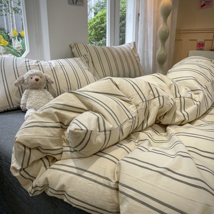 91家纺网 家纺一手货源 找家纺 （总）2024新款软糯亲肤云朵棉无印风水洗棉三件套四件套