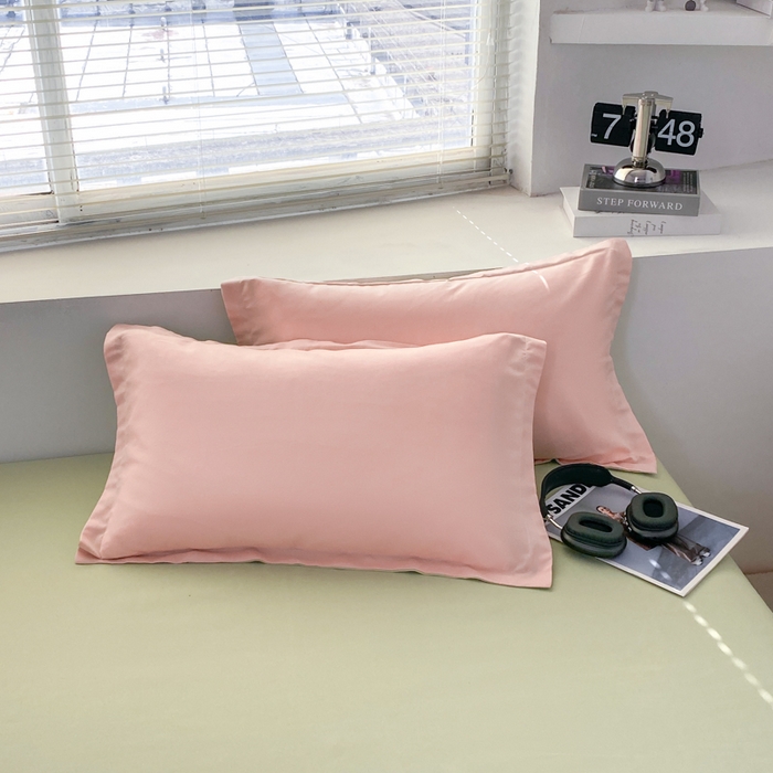 91家纺网 家纺一手货源 找家纺 米瑞娜 2024新款纯色双拼亲肤磨毛水洗棉四件套 奶粉浅玉