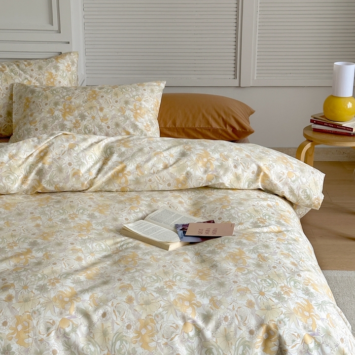 91家纺网 家纺一手货源 找家纺 棉眠 2024新款40支AB版全棉印花四件套 玉海棠