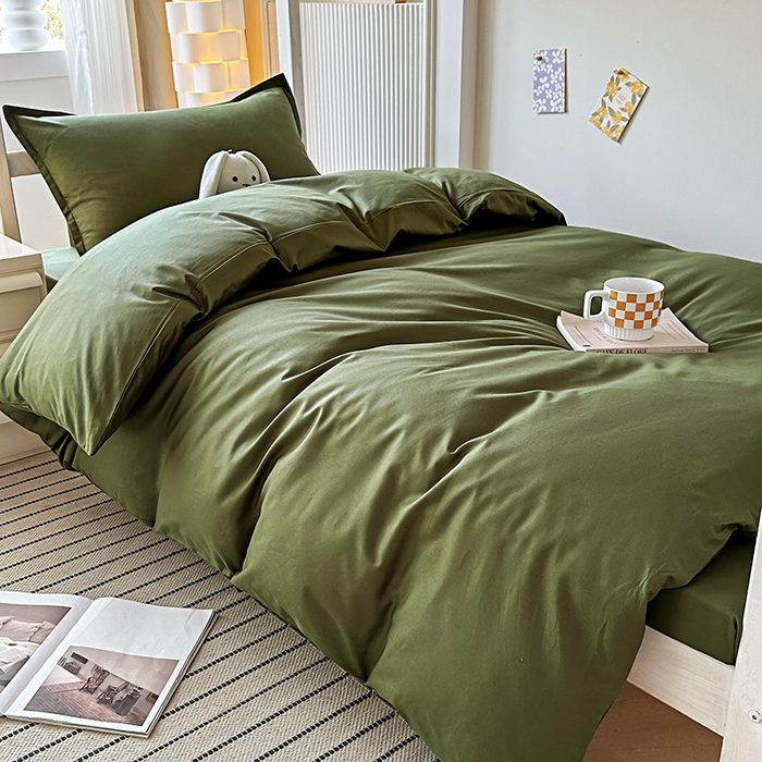91家纺网 家纺一手货源 找家纺 棉造2024新款13372纯棉学生宿舍上下床套件全棉三件套六件套 军绿【不带布标】