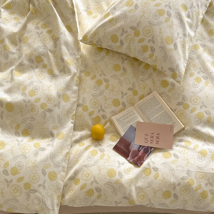 91家纺网 家纺一手货源 找家纺 棉眠 2024新款40支AB版全棉印花四件套 柠檬C