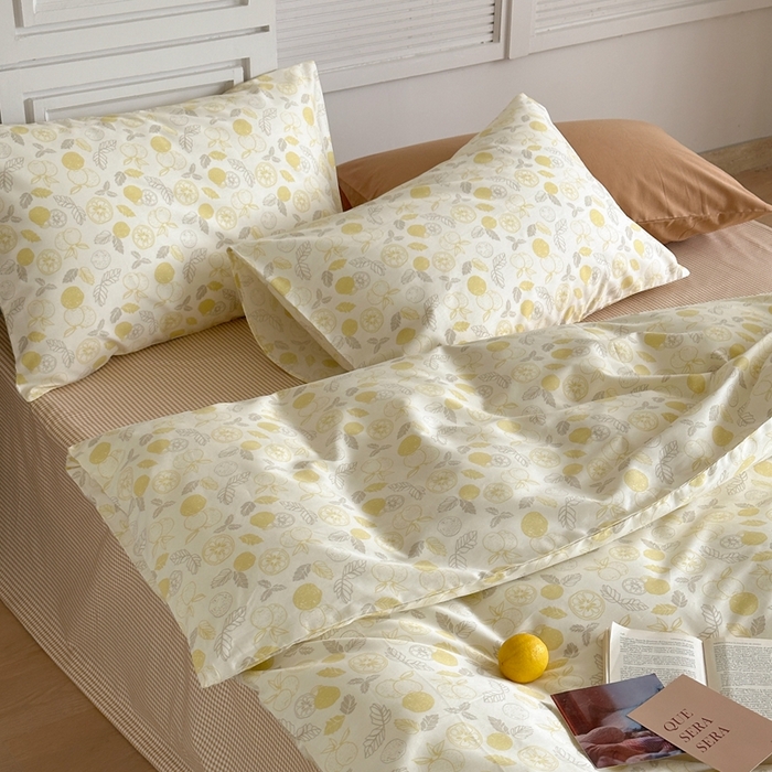 91家纺网 家纺一手货源 找家纺 棉眠 2024新款40支AB版全棉印花四件套 柠檬C