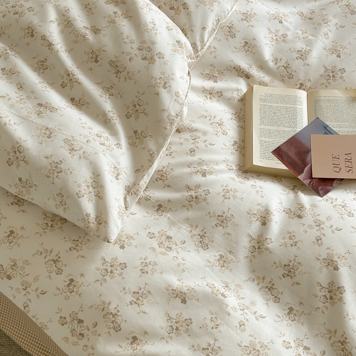 91家纺网 家纺一手货源 找家纺 棉眠 2024新款40支AB版全棉印花四件套 悸动-咖