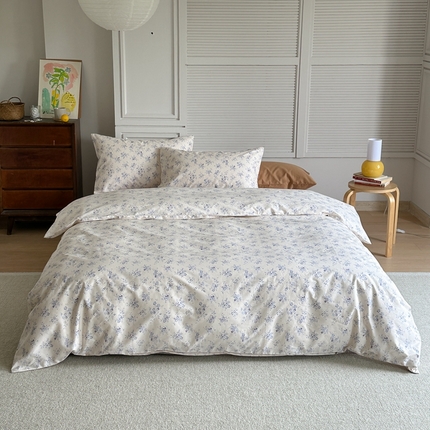 棉眠 2024新款40支AB版全棉印花四件套 悸动-紫