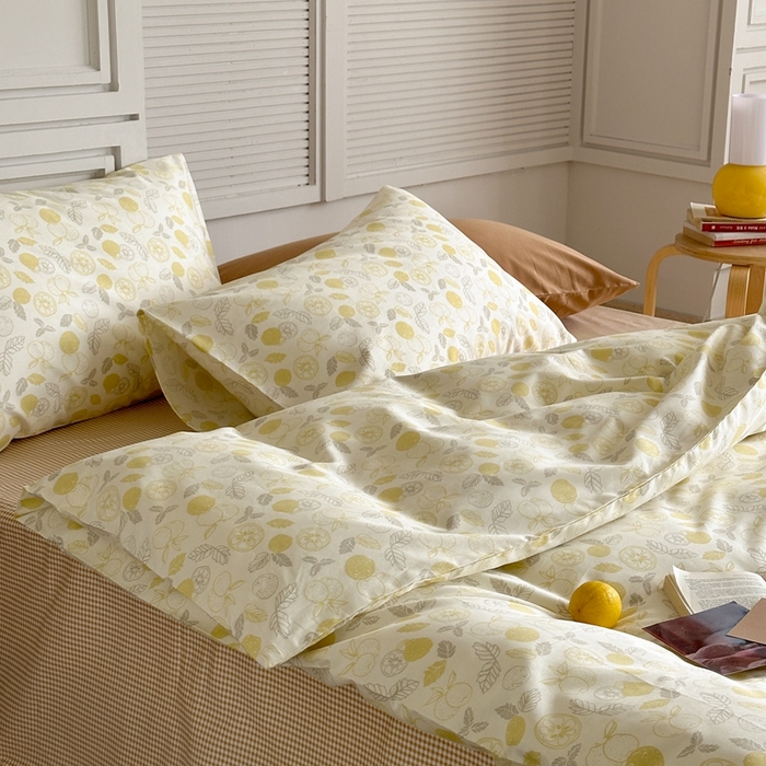 91家纺网 家纺一手货源 找家纺 棉眠 2024新款40支AB版全棉印花四件套 柠檬C