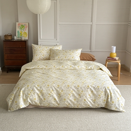 棉眠 2024新款40支AB版全棉印花四件套 柠檬C