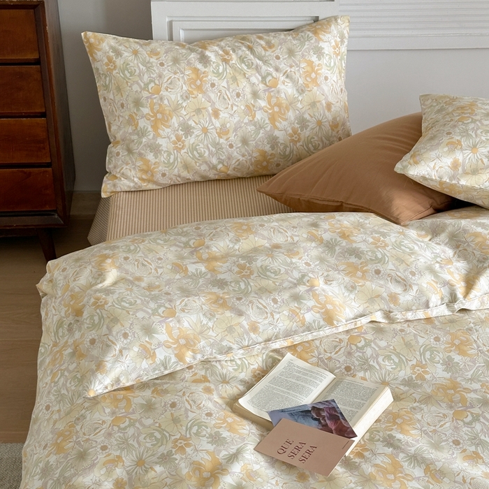 91家纺网 家纺一手货源 找家纺 棉眠 2024新款40支AB版全棉印花四件套 玉海棠