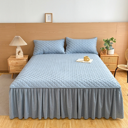 91家纺网 家纺一手货源 找家纺 （总）糯米猪家纺 2024新款全棉色织水洗棉夹棉床裙