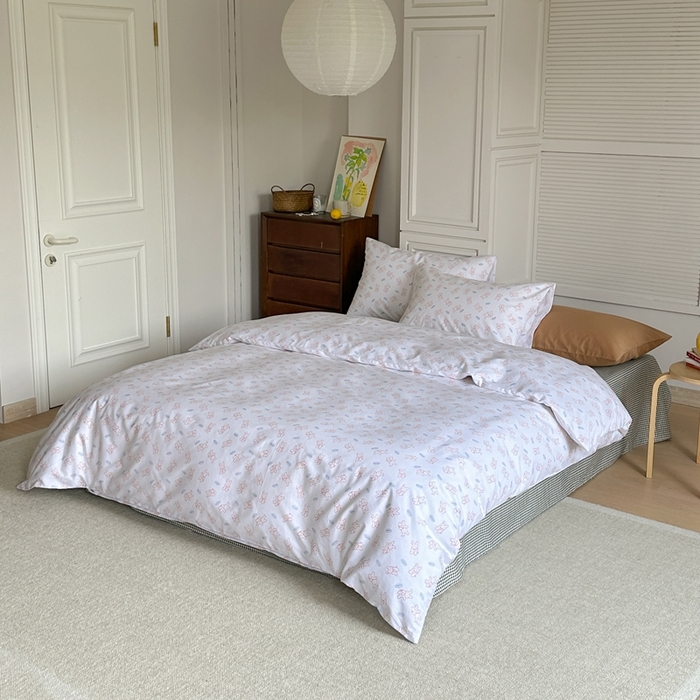 91家纺网 家纺一手货源 找家纺 棉眠 2024新款40支AB版全棉印花四件套 彩虹糖 