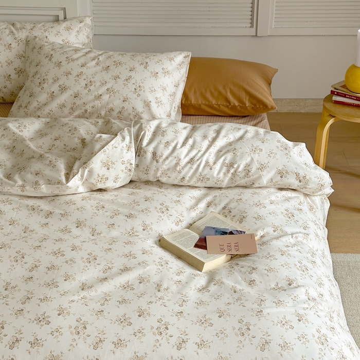 91家纺网 家纺一手货源 找家纺 棉眠 2024新款40支AB版全棉印花四件套 悸动-咖