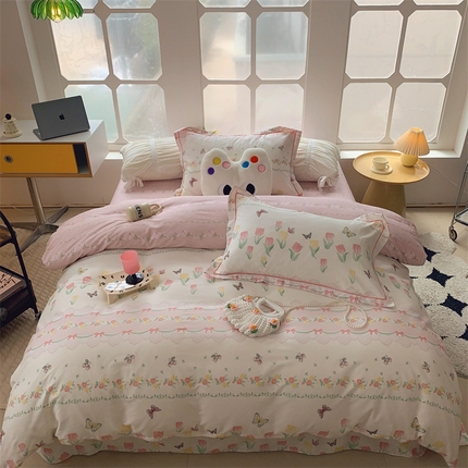 莱豫家纺 2024新款纯棉四件套13070第六波 花香引蝶