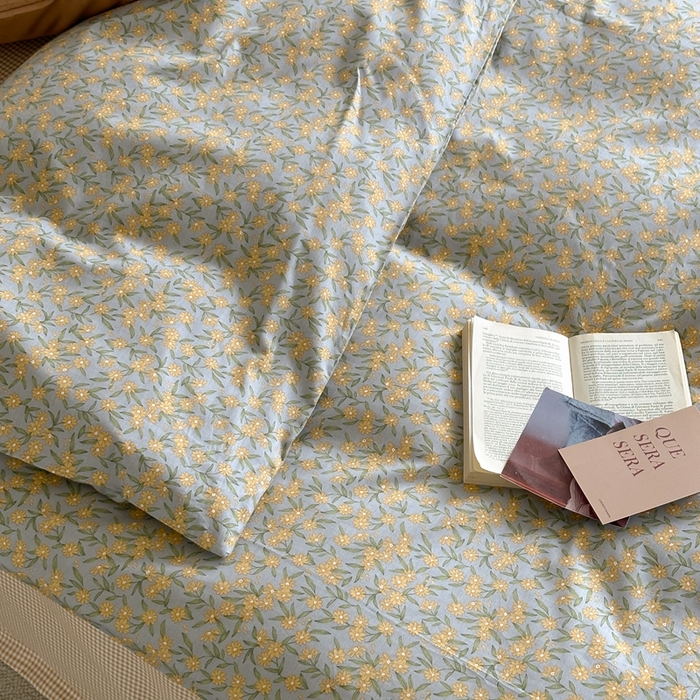 91家纺网 家纺一手货源 找家纺 棉眠 2024新款40支AB版全棉印花四件套 烟雨江南