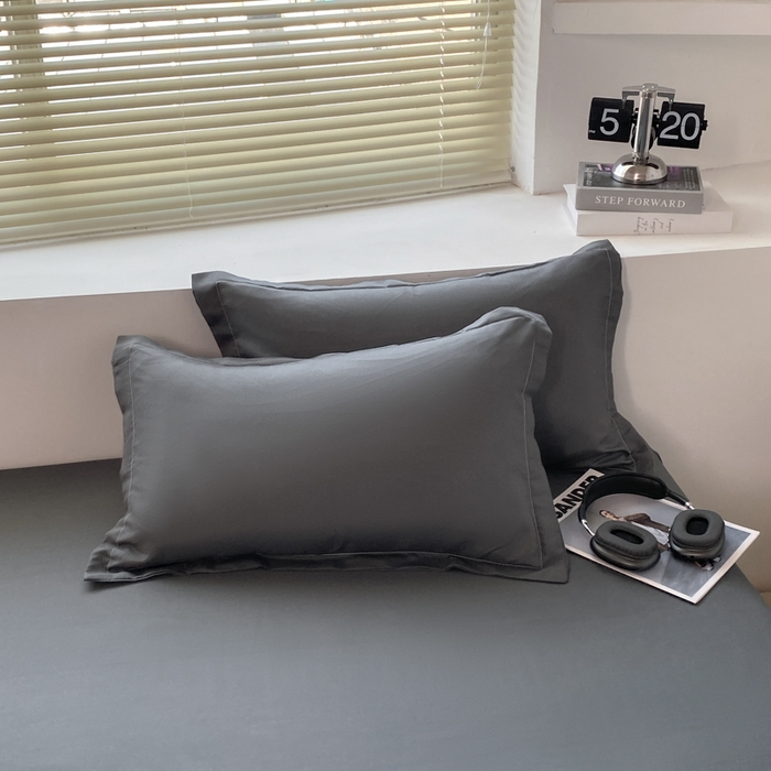 91家纺网 家纺一手货源 找家纺 米瑞娜 2024新款纯色双拼亲肤磨毛水洗棉四件套 高级灰