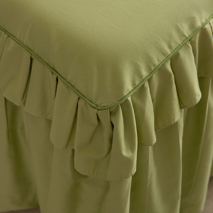 91家纺网 家纺一手货源 找家纺 2025新款A类全棉抗菌13372床裙系列全棉床裙 豆绿