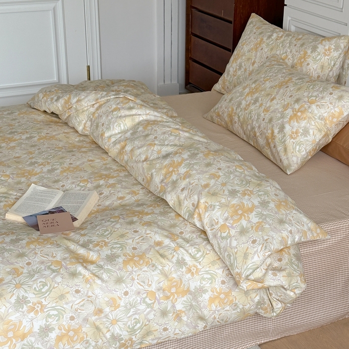 91家纺网 家纺一手货源 找家纺 棉眠 2024新款40支AB版全棉印花四件套 玉海棠