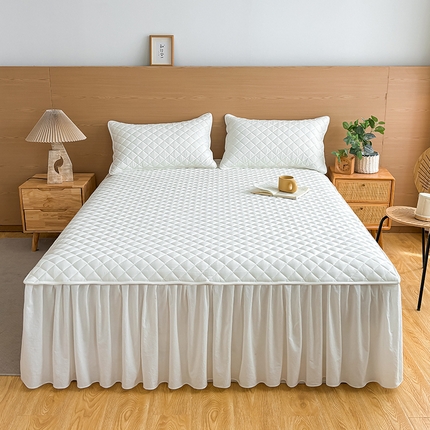 91家纺网 家纺一手货源 找家纺 （总）糯米猪家纺 2024新款全棉色织水洗棉夹棉床裙