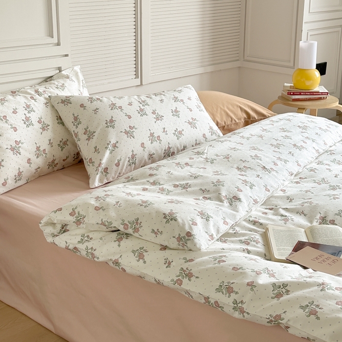 91家纺网 家纺一手货源 找家纺 棉眠 2024新款40支AB版全棉印花四件套 雪映桃花