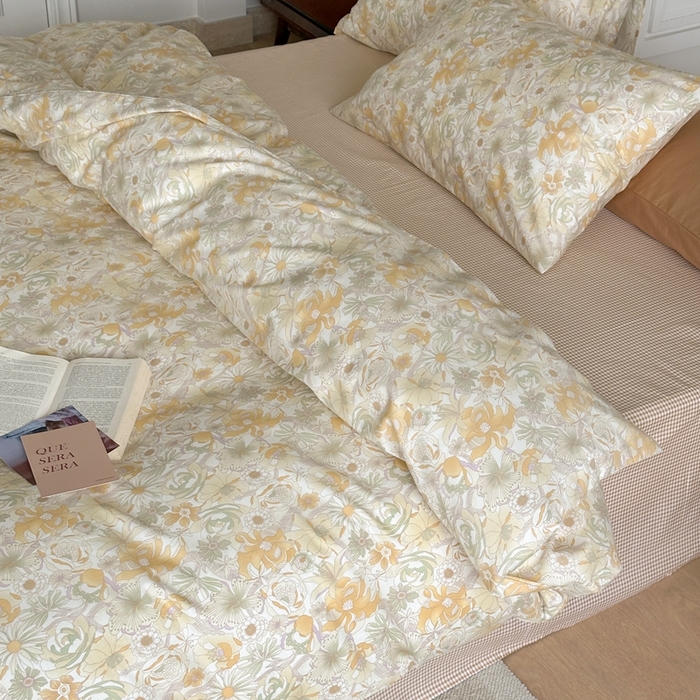 91家纺网 家纺一手货源 找家纺 棉眠 2024新款40支AB版全棉印花四件套 玉海棠