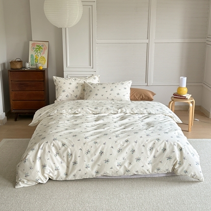 棉眠 2024新款40支AB版全棉印花四件套 青梅子